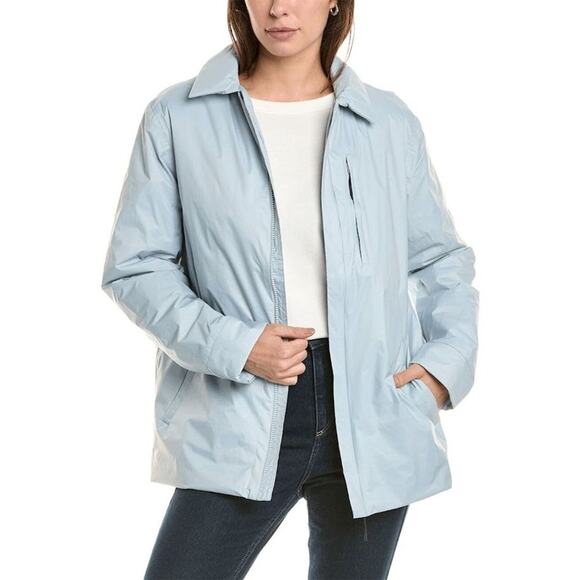 NWT Rains Womens Sky Blue Waterproof Full Zip Fuse Overshirt Jacket Size S 15520
